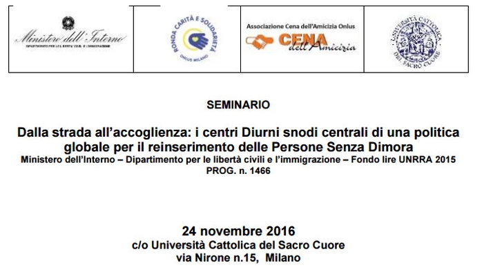 Immagine Dalla strada all'accoglienza: progetto UNRRA 2016